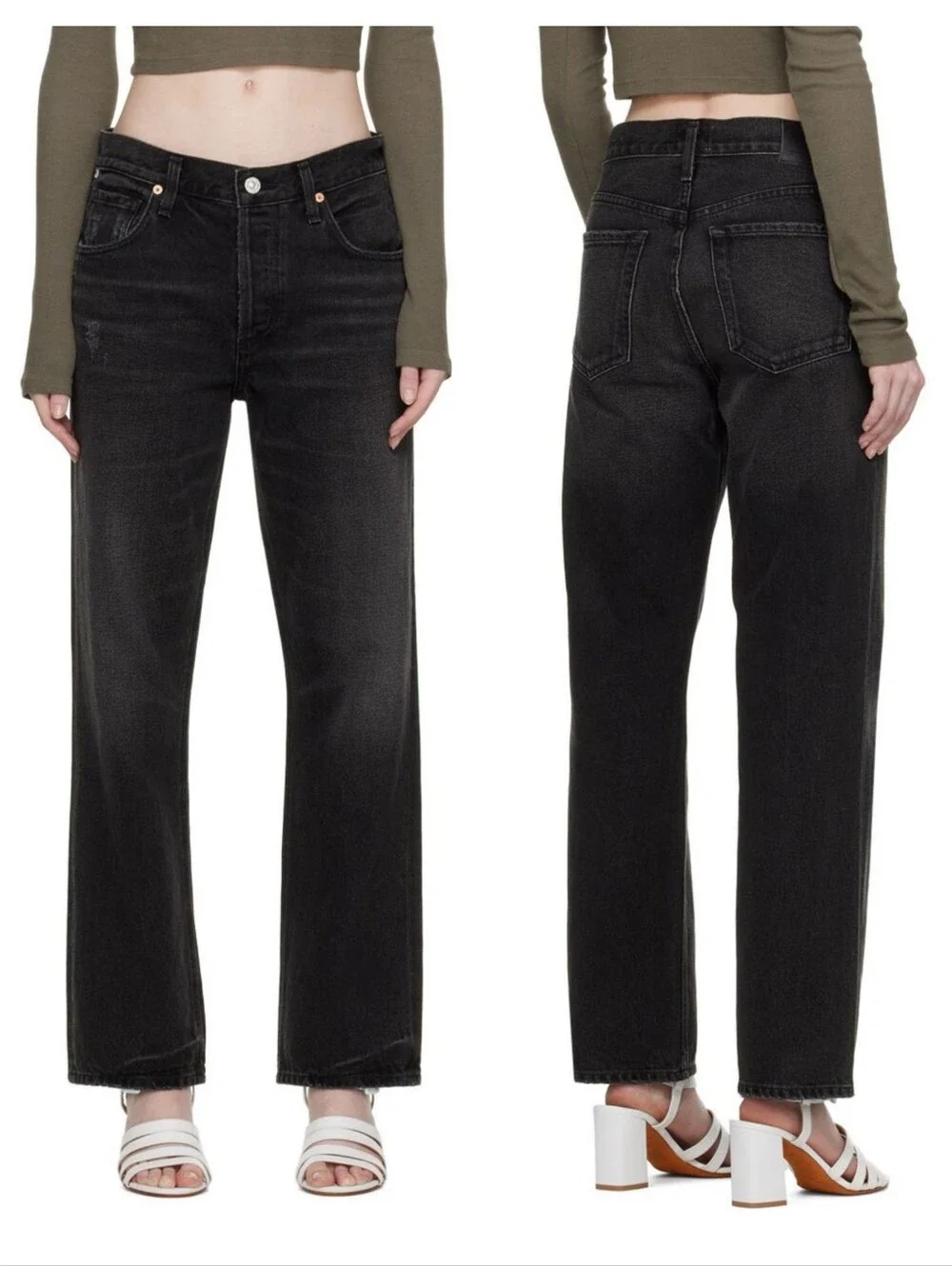 Citizens Of Humanity Neve Low Slung Relaxed Jeans in Obsidian Black Size 25